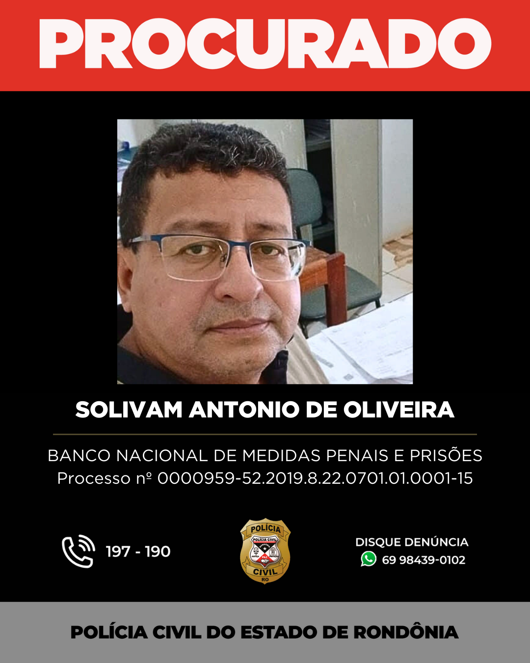 PROCURADO: SOLIVAM ANTONIO DE OLIVEIRA SANTANA